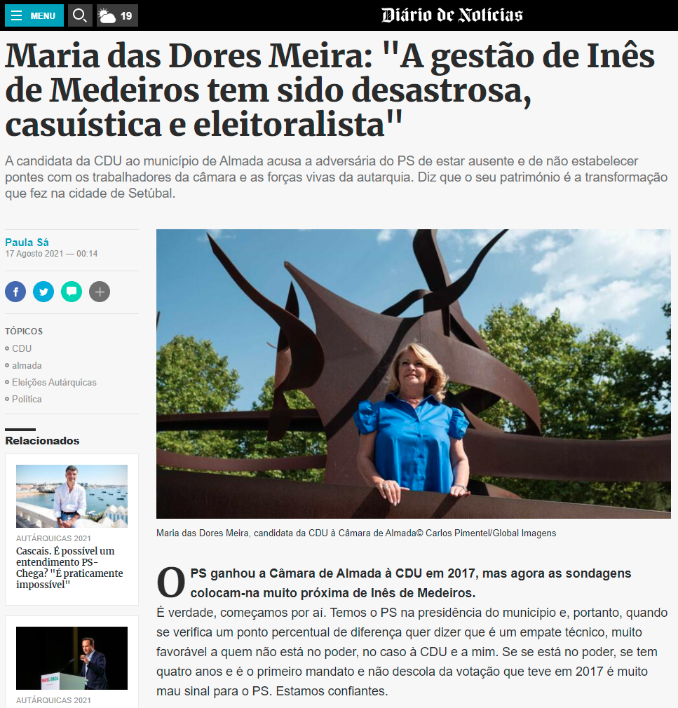 Entrevista de Maria das Dores Meira ao DN